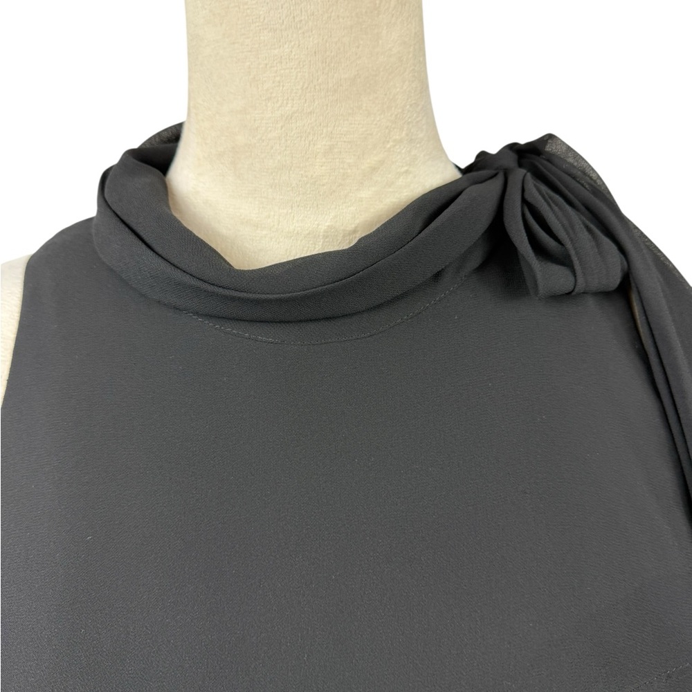 White House Black Market black asymmetrical tiered cocktail Dress size 10 - Picture 3 of 11